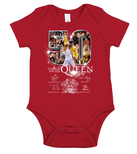 50 years of Queen 1970 2020 signatures Freddie Mercury Brian May shirt Short Sleeve Baby One-Piece