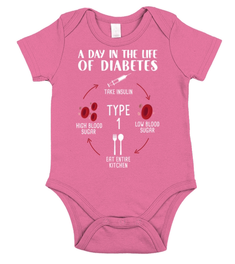 A Day In The Life of Diabetes Type 1 - Awareness Short Sleeve Baby One-Piece