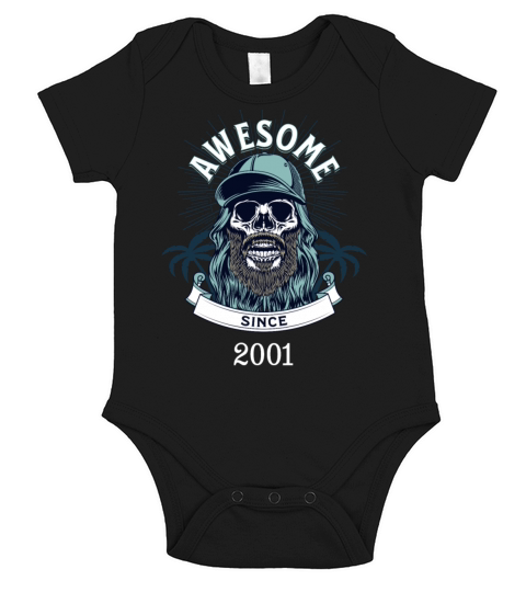 Awesome Since 2001 Vintage Birthday Retro Short Sleeve Baby One-Piece