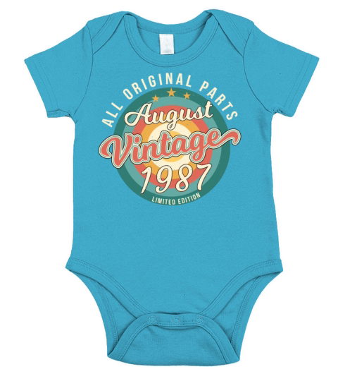 Born In August 1987 Short Sleeve Baby One-Piece