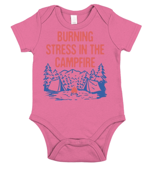 Burning Stress in the Campfire Funny Camping Short Sleeve Baby One-Piece