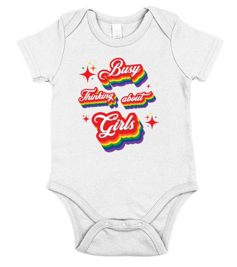 Busy Thinking About Girls - Lesbian Pride Short Sleeve Baby One-Piece