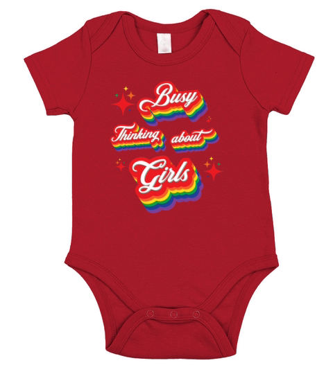 Busy Thinking About Girls - Lesbian Pride Short Sleeve Baby One-Piece