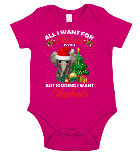 Christmas Is You Just Kidding I Want Elephants Short Sleeve Baby One-Piece