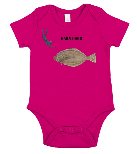 Freediving Spearfishing Diver and a Large Halibut Short Sleeve Baby One-Piece