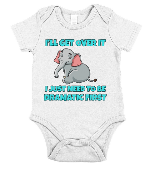 Funny Dramatic Elephant Gift Idea Short Sleeve Baby One-Piece