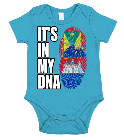 Grenadian And Cambodian Mix Heritage DNA Flag Short Sleeve Baby One-Piece