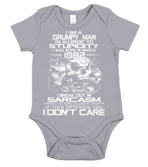 Grumpy man born in March 1982 Short Sleeve Baby One-Piece
