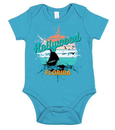 Hollywood Florida Retro Vintage Exploding Sunset Short Sleeve Baby One-Piece