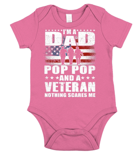 Mens I Am A Dad A Pop Pop And A Veteran T Shirt Fathers Day Gift Short Sleeve Baby One-Piece
