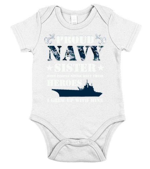 Proud Navy Sister T-Shirt memorial day tshirt Short Sleeve Baby One-Piece