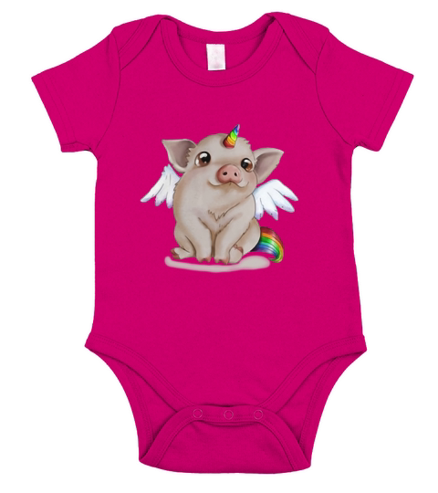 Rainbow Pig unicorn shirt Short Sleeve Baby One-Piece