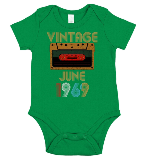 Vintage Birthday Cassette Tape June 1969 51st Short Sleeve Baby One-Piece