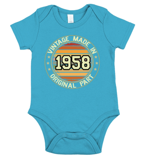 Vintage Made In 1958 Original Part Birthday 1958 Short Sleeve Baby One-Piece