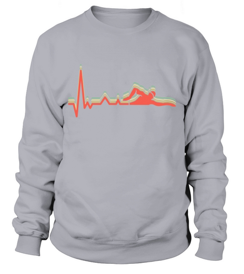 Retro Swimming Heartbeat EKG Sport Vintage Swimmer Sweatshirt Unisex