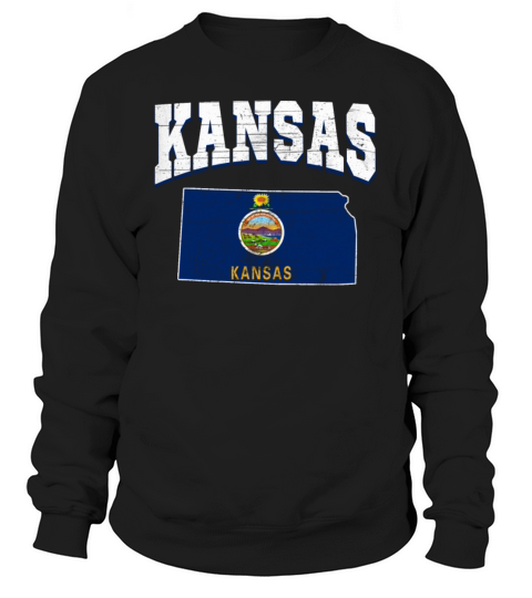 US America State Flag Land Map Kansas Sweatshirt Unisex