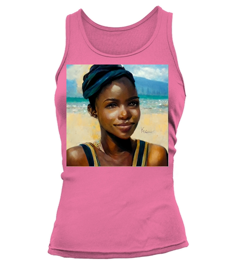 beautiful caribbean woman at the beach painting Tank top Woman