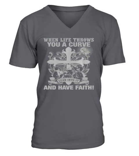 Christian Biker T Shirt Have Faith Motorcycle Design V-Neck T-shirt