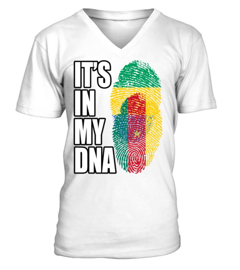Gambian And Cameroonian Mix Heritage DNA Flag V-Neck T-shirt