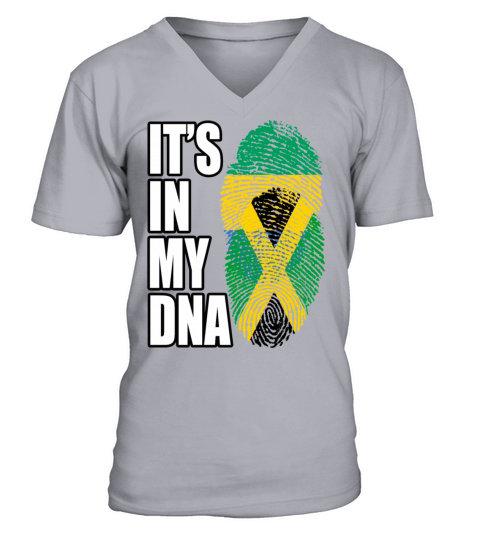 Gambian And Jamaican Mix Heritage DNA Flag V-Neck T-shirt