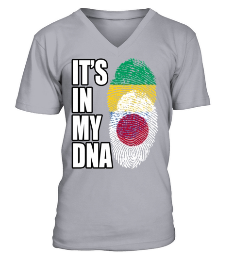Gambian And Japanese Mix Heritage DNA Flag V-Neck T-shirt