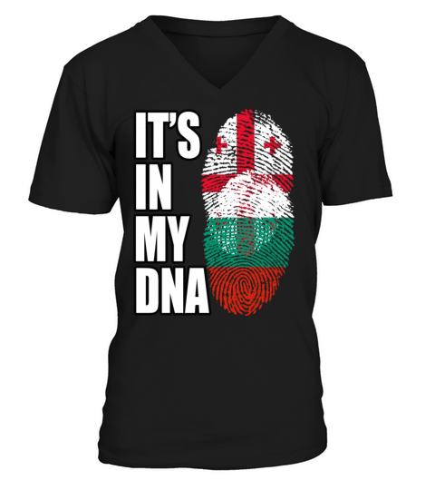 Georgian And Bulgarian Mix Heritage DNA Flag V-Neck T-shirt