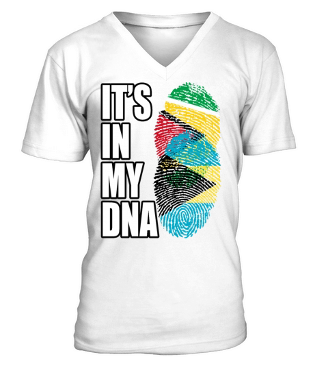 Guyanese And Bahamian Mix Heritage DNA Flag V-Neck T-shirt