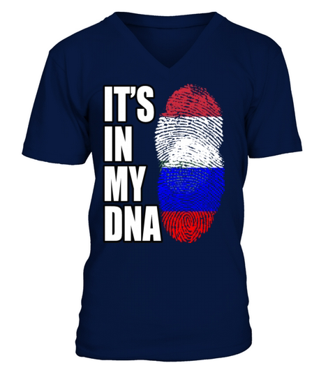 Hungarian And Russian Mix Heritage DNA Flag V-Neck T-shirt