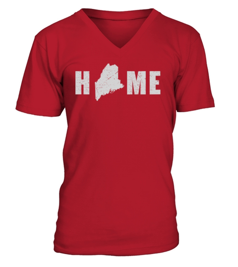 Land Map America US State Flag Home Maine V-Neck T-shirt