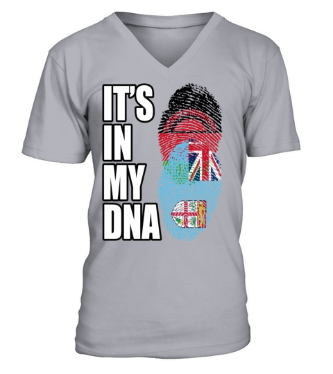 Malawian And Fijian Mix Heritage DNA Flag V-Neck T-shirt