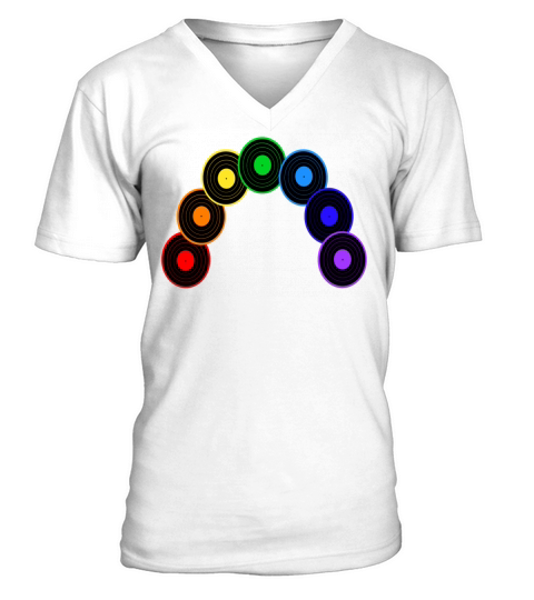 Musical Rainbow of Vinyl Records V-Neck T-shirt