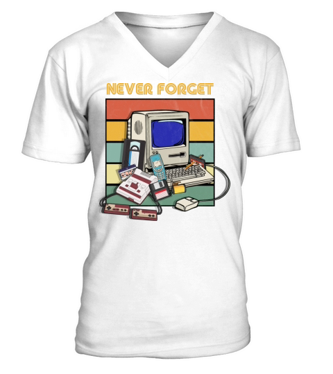Never Forget 1980s 90s Music Players Retro Vintage V-Neck T-shirt