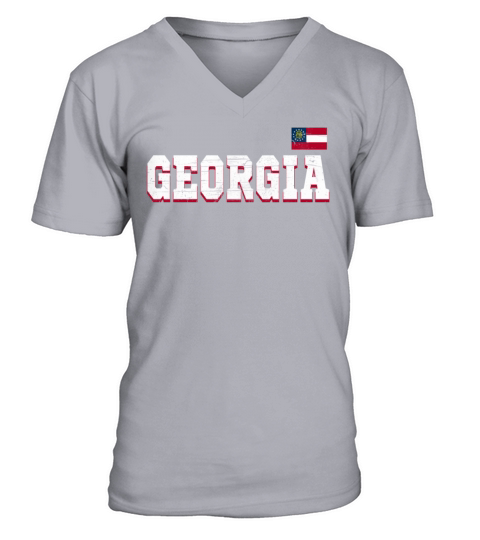 State Name America State Flag Georgia V-Neck T-shirt