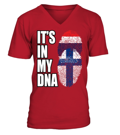 Thai And Finland Vintage Heritage DNA Flag V-Neck T-shirt