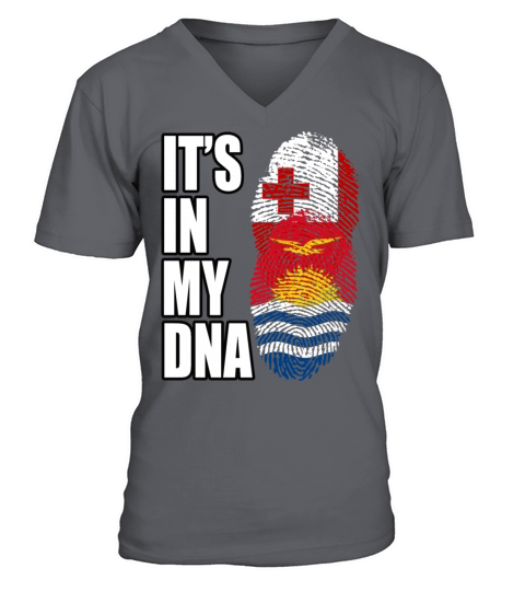 Tongan And Kiribati Mix Heritage DNA Flag V-Neck T-shirt
