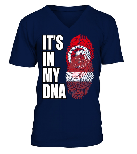 Tunisian And Latvian Mix Heritage DNA Flag V-Neck T-shirt