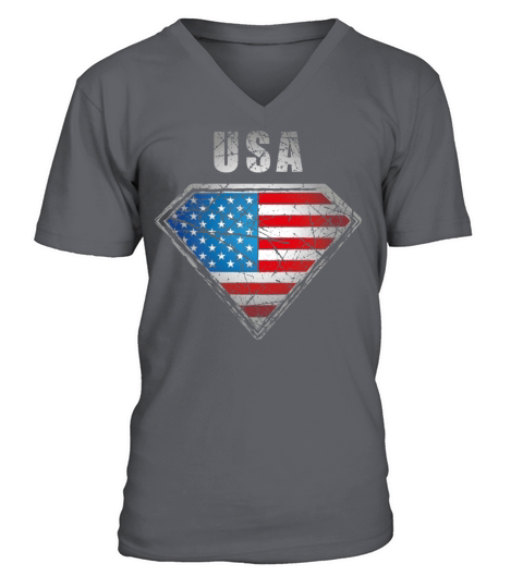 USA destroyed elite flag gem crest emblem army V-Neck T-shirt