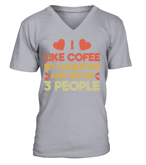 Vintage Pet Dog Like Coffee Love Dalmatian V-Neck T-shirt