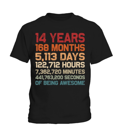 14 Years of Being Awesome Vintage 14th Birthday Kids T-Shirt