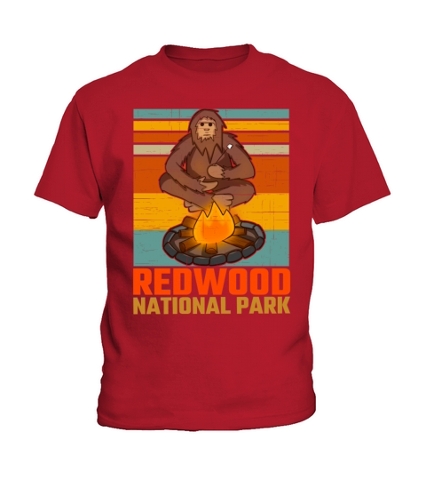 Redwood National Park Bigfoot Campfire Vintage Kids T-Shirt