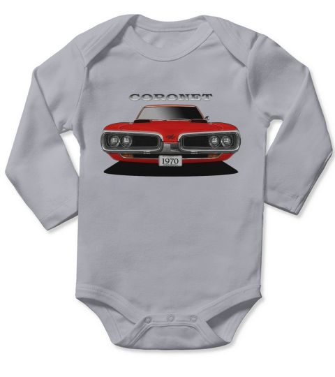 1970 Dodge Coronet RT Front Red Long Sleeve Baby One-Piece