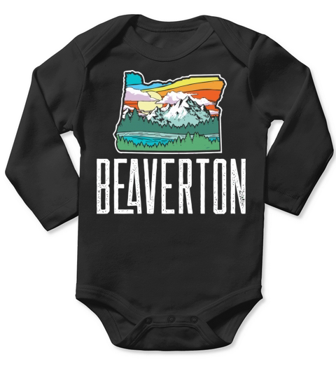 Beaverton Vintage Oregon Nature Outdoors Retro Gra Long Sleeve Baby One-Piece