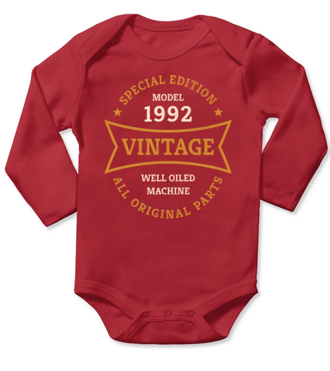 Born 1992 Vintage 30 Year Old 30th Birthday Gifts Long Sleeve Baby One-Piece