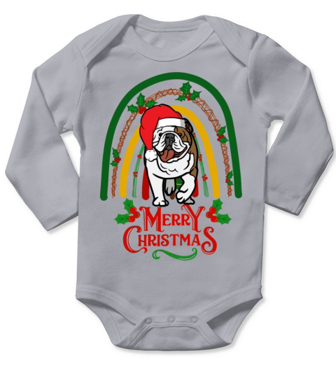 Christmas Cute English Bulldog Kawaii Long Sleeve Baby One-Piece