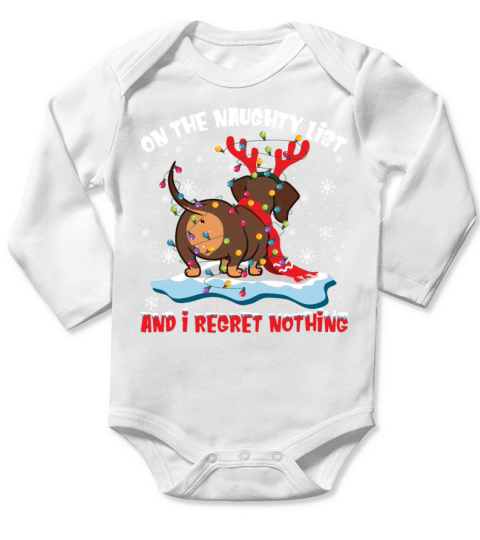 Dachshund Christmas On The Naughty List Regret Long Sleeve Baby One-Piece