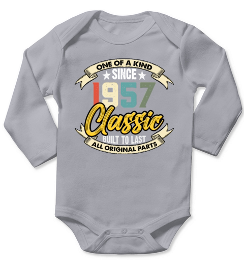 Funny Birthday Born in 1957 Limited Edition Long Sleeve Baby One-Piece