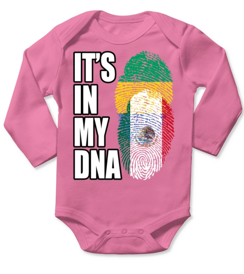 Gambian And Mexican Mix Heritage DNA Flag Long Sleeve Baby One-Piece