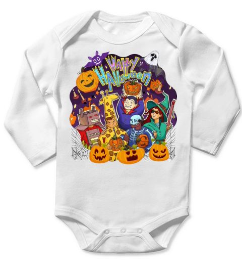 ghost and family at Halloween party Long Sleeve Baby One-Piece