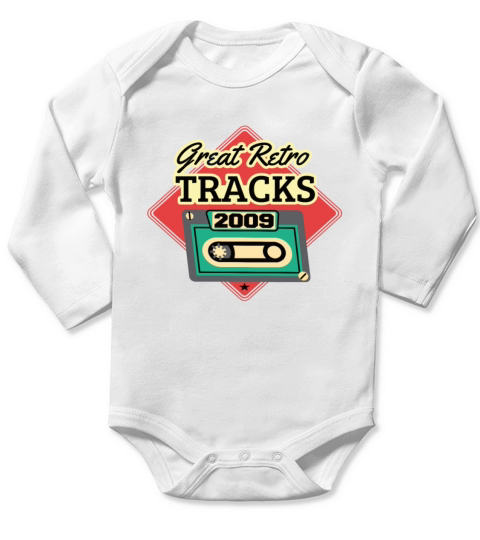 Great Retro Tracks 2009 Cassette Vintage Birthday Long Sleeve Baby One-Piece