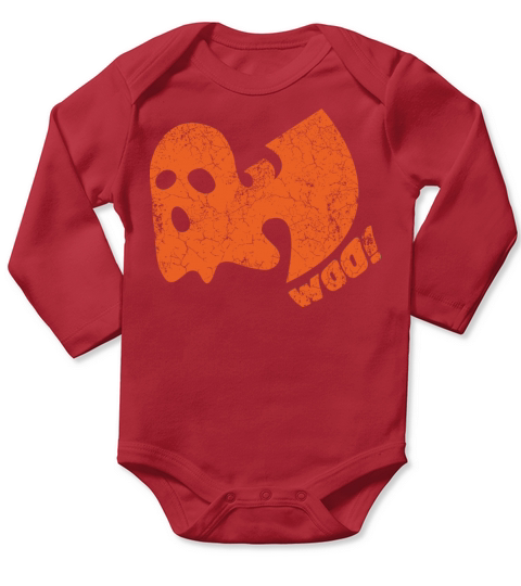 halloween ghost woo wutang orange Long Sleeve Baby One-Piece